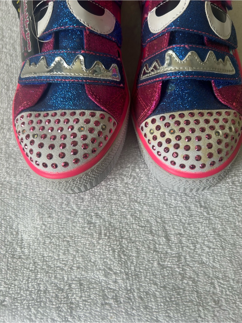 NWT Skechers Twinkle-Toes Girls' Glitter Monster Slip-On Sneakers - Pink & Blue - Picture 5 of 13